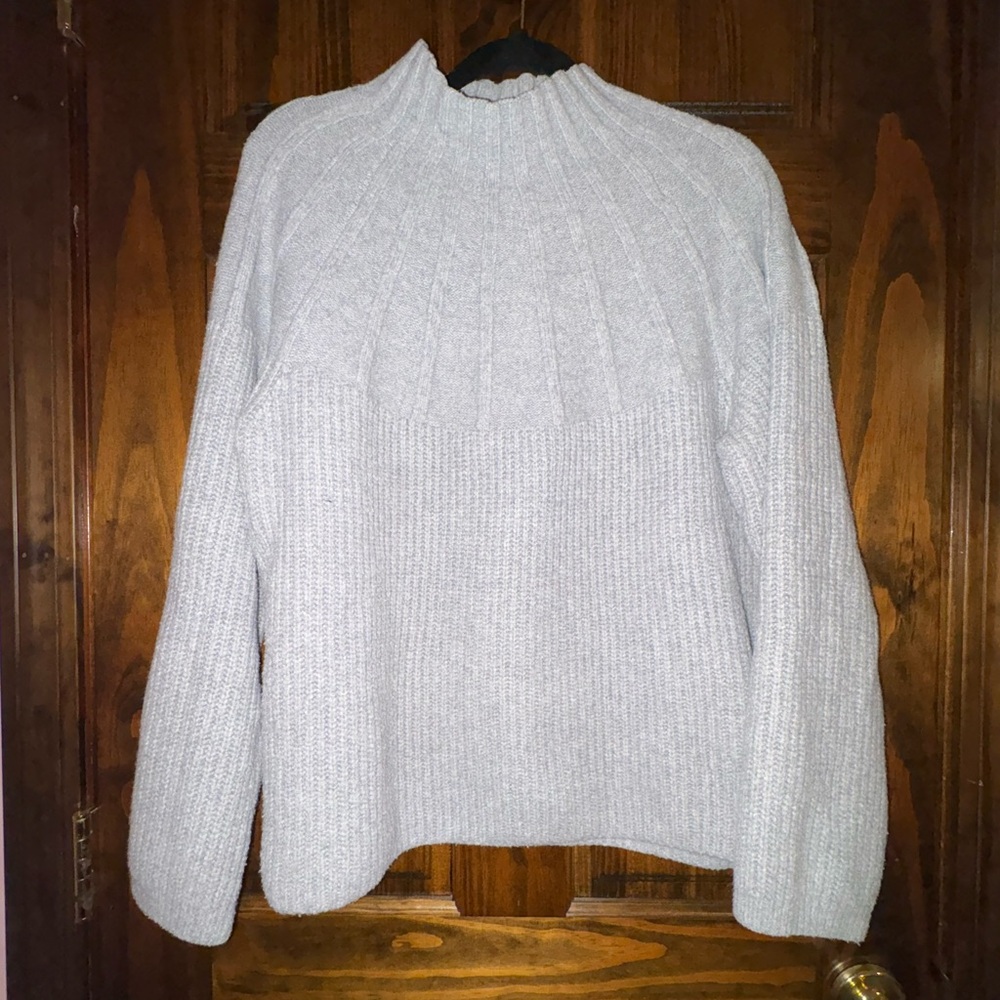 Nine West Gray Textured Knit Turtleneck Sweater